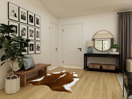 BENRON Large Cowhide Rug 5.3x6.2ft Area Rug Traditional Animal Rug Stylish Bedroom Rug Cow Print Rugs for Living Room Western Decor Room Decoration Carpets,Khaki Brown in Transitional Minimalistic Entryway