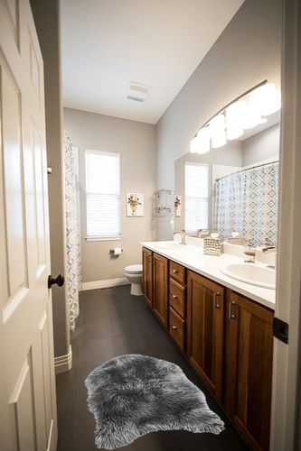 Teppich Wölkchen Faux Fur Rug | Sheep Skin Throw Rug | Washable Fluffy Area Rug, Fuzzy Shag Rug for The Living Room, Bedroom, Nursery Decor I Dark Gray - 2x3ft Sheepskin in Wooden and Grey Bathroom