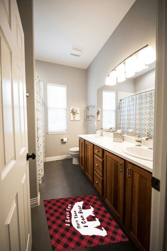 Savannan Rectangle Indoor Area Rugs, Christmas Valentine's Day I Love You More Than I Can Bear Red Black Plaid Non-Slip Accent Rug for Living Room Bedroom Office Kids Room Nursery, 2'x3' in Wooden and Grey Bathroom