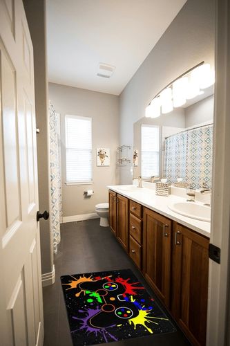 Gaming Area Rug Game Controller Gamepad Large Carpet Modern 3D Printed Area Rugs Non-Slip Floor Mat for Boys Girls Living Bedroom Playroom Home Decor 24x36inch in Wooden and Grey Bathroom