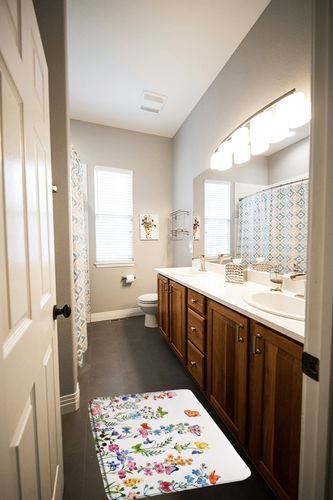 CCXTCZ Floral Plant Bath Mat Flower Butterfly Watercolor Wildflower Botanical Boho Leaves Nature Colorful Rustic Spring Bathroom Kitchen Rugs,17.8x29.5 Inch in Wooden and Grey Bathroom