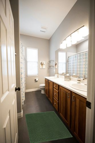 Turquoize Bathroom Rugs Non-Slip Chenille Bath Mat for Bathroom 20 x 32 Inches Extra Soft and Absorbent Shaggy Bathroom Rugs, Machine Washable Perfect for Bathtub, 32" X 20", Bronze Green in Wooden and Grey Bathroom