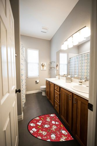 Christmas Xmas Decor Half Round Doormat Santa Claus Snowman Washable Semi Circle Area Rug Non Slip Absorbent Half Moon Rug for Indoor Outdoor Bathroom Kitchen Living Room Fireplace Floor Mat in Wooden and Grey Bathroom