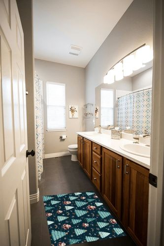 OComster Christmas Rectangle Shape Large Area Rugs - 2 x 3 Feet Green Xmas Tree Santa Winter Snowflake - (Non-Woven + Rubber) Low File Floor Mat in Wooden and Grey Bathroom