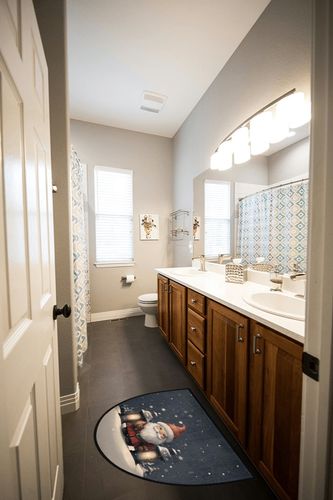 Christmas Scene Winter Santa Claus (2) Half Round Door Mat Indoor Entrance Half Circle Area Rug Semi Circular Door Mat Half Moon Rug for Floor Bathroom Living Room Bedroom Kitchen Fireplace 24"x36" in Wooden and Grey Bathroom