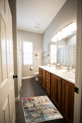 Lahome Modern Abstract Area Rug - 2x3 Washable Small Entryway Rug Kitchen Sink Mat Contemporary Faux Wool Non-Slip Soft Floor Indoor Carpet for Front Door Kitchen Bathroom Pet RV,Red/Multi in Wooden and Grey Bathroom