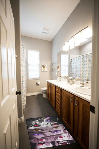 Anime Area Rugs Anime Characters Carpet 3D Print Cartoon Anti-Slip Rug for Bedroom Living Room Home Decor Gifts to Friends for Halloween and Christmas 2' x 3' in Wooden and Grey Bathroom