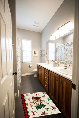 Area Rug, Elk Deer Winter Snowflake Christmas Buffalo Plaid Xmas Tree Area Rug, Living Room Rugs, Area Rugs for Bedroom Decor&Living Room Decor, Carpet 2x3ft Bedroom Rug, Rugs for Living Room in Wooden and Grey Bathroom