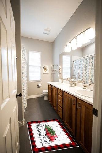 Area Rug, Truck with Cow Xmas Tree Christmas on The Farm Rug, 2x3 Feet Rugs for Living Room Bedroom Kids Room Kids Room Nursery Classroom, Non-Slip Comrft Carpet Washable Rug in Wooden and Grey Bathroom