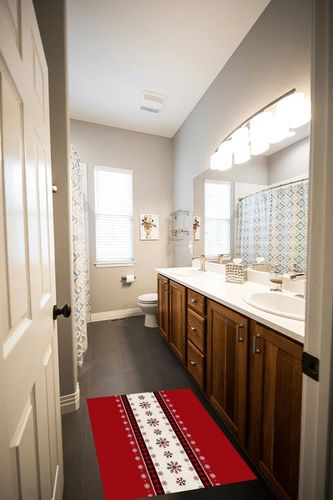 Area Rug, Red Buffalo Plaid Winter Snowflake Xmas Tree Merry Christmas Area Rug, Living Room Rugs, Area Rugs for Bedroom Decor&Living Room Decor, Carpet 2x3ft Bedroom Rug, Rugs for Living Room in Wooden and Grey Bathroom