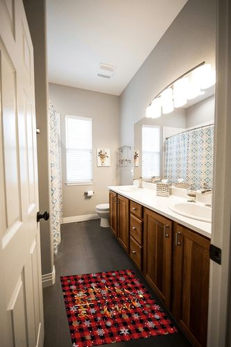 2' x 3' Area Rug, Christmas Non-Skid Rubber Backing Large Rectangle Rugs - Living Room Bedroom Home Office Yellow Xmas Tree White Snowflake Red Black Plaid Indoor Floor Mat Carpets in Wooden and Grey Bathroom