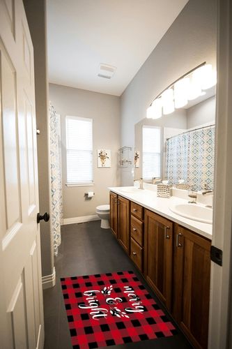 Area Rug, Merry Christmas Rug, 2x3 Feet Rugs for Living Room Bedroom Kids Room Kids Room Nursery Classroom, Non-Slip Comrft Carpet Washable Rug in Wooden and Grey Bathroom