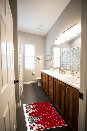 Area Rug 2x3 Feet, Snowflake Xmas Tree Gnome Christmas Rug, Rugs for Living Room Decor Bedroom Decor Kids Room, Non-Slip Living Room Rugs, Comrft Carpet Washable Rug in Wooden and Grey Bathroom