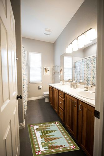 Brumlow MILLS Festive Washable Christmas Indoor or Outdoor Holiday Rug for Living or Dining Room, Bedroom Carpet, Kitchen or Entryway Rug, 20" x 34", Christmas Trees in Wooden and Grey Bathroom