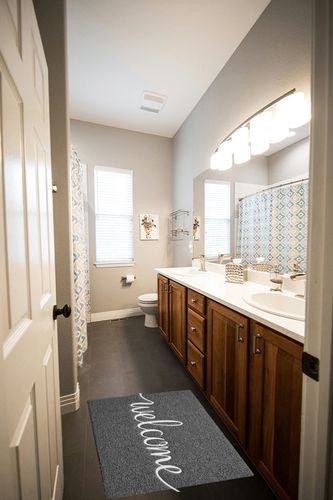 CozyBounty Grey Door Mat Durable Welcome Mats Outdoor Indoor Non-Slip Doormat for Entryway Low-Profile Floor Mat for Yard, Garage, High Traffic Areas (30"x17.5", Grey) in Wooden and Grey Bathroom