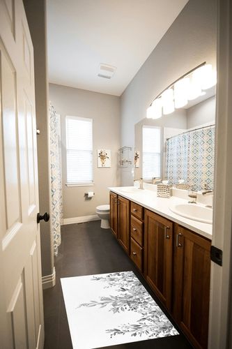 Abstract Grey Plant Plush Shag Bath Rugs Autumn Farm Leaves Vine Botanical Soft Fluffy Floor Doormat Carpet,Non-Slip Door Mats for Living Room Bedroom Kitchen Entryway Nature Leaf in Wooden and Grey Bathroom