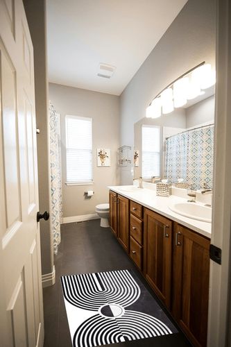 Minimalist Modern Black and White Area Rug 2x3 Mid-Century Arch Art Deco Rugs for Living Room Dining Room Bedroom Soft Thick Faux Wool Home Office Playroom Kitchen Carpet in Wooden and Grey Bathroom