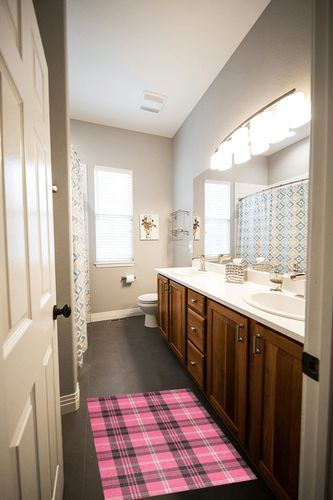 Pink Black Buffalo Plaid Bathroom Rugs Fluffy Absorbent Bath Mat Machine Washable Soft Microfiber Shaggy Kitchen Mat Non Slip Carpet Runner for Bath Laundry Indoor Shower Bathtub Decor in Wooden and Grey Bathroom