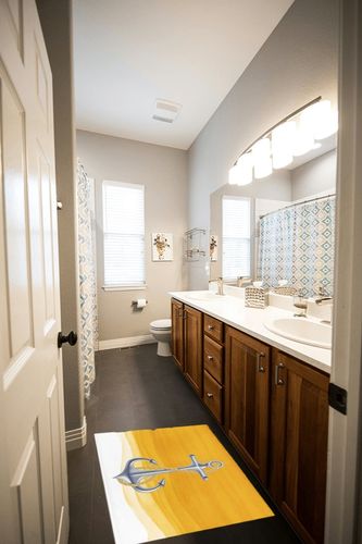 Ocean Nautical Anchor Plush Shag Bath Rugs Turmeric Yellow White Gradient Soft Fluffy Floor Doormat Carpet,Non-Slip Door Mats for Living Room Bedroom Kitchen Entryway Abstract in Wooden and Grey Bathroom