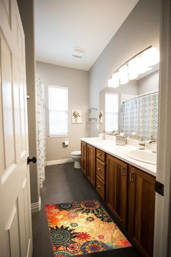 Contemporary Boho Retro Style Abstract Living Room Floor Carpets,Non-Skid Indoor/Outdoor Large Area Rugs,18x30 Lotus in Wooden and Grey Bathroom