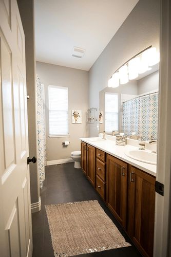 THE BEER VALLEY Hand Woven Jute Rug, 2'x3' - Natural, Reversible Farmhouse Accent Rugs for Living Room, Kitchen, Bedroom - 24x36 Inches in Wooden and Grey Bathroom