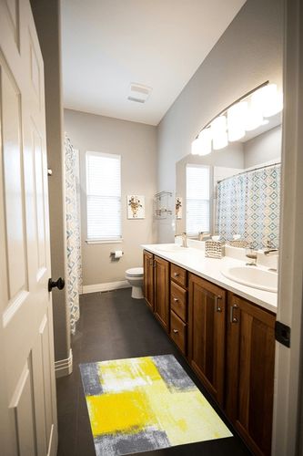 JIVATU Yellow Gray Watercolor Gradient Area Rug, Abstract Art Geometric Color Art Indoor Non-Slip Kids Rugs, for Room Sofa Living Room Mat Bedroom Home Decor Floor Mats 2 x 3ft in Wooden and Grey Bathroom