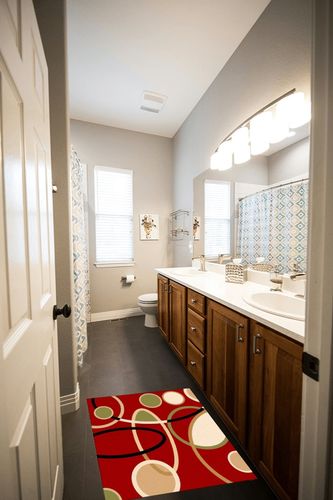 Area Rug, Brown Red Modern Geometric Area Rug, Living Room Rugs, Area Rugs for Bedroom Decor&Living Room Decor, Carpet 2x3ft Bedroom Rug, Rugs for Living Room in Wooden and Grey Bathroom