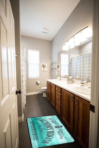 Gray Laundry Room Kitchen Rugs Teal Or Turquoise Wood Bath Rug Runner Comfort Mat Non-Slip Doormats Carpet for Bathroom Indoor 39" X 20" in Wooden and Grey Bathroom