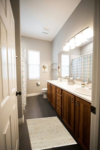 Jute Cotton Rug 2x3 Feet (24x36 inches) Hand Woven by Skilled Artisans, Farmhouse Style, for Any Room of Your Home décor – Honeycomb Weave Construction - Natural Jute Cotton Rug in Wooden and Grey Bathroom