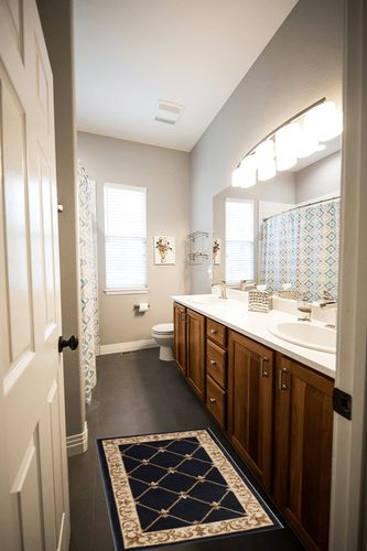 Orleans Traditional Border Black Scatter Mat Rug, 2 ft x 3 ft in Wooden and Grey Bathroom