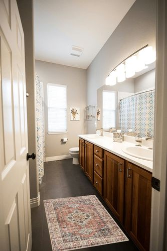 Lahome Oriental Small Area Rug - 2x3 Rug Non Slip Indoor Door Mat Ultra-Thin Kitchen Rugs for Entryway, Vintage Soft Non-Slip Bathroom Rug for Bedroom Doorway Front Door (2x3ft,Peach/Orange) in Wooden and Grey Bathroom