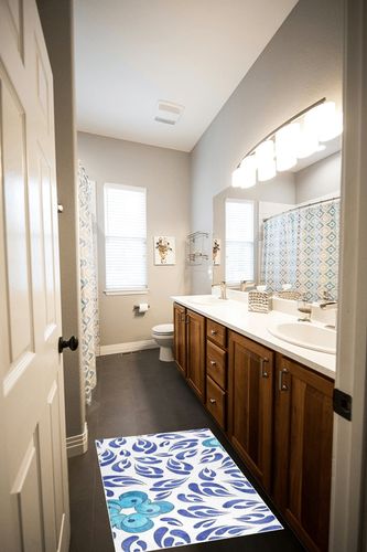 Fluffy Floor Carpet-Cherry Blossoms Tie Dye Blue Bohemian，39x20in Front Door Mat Indoor Machine Washable Carpet,Aesthetic Rug in Wooden and Grey Bathroom