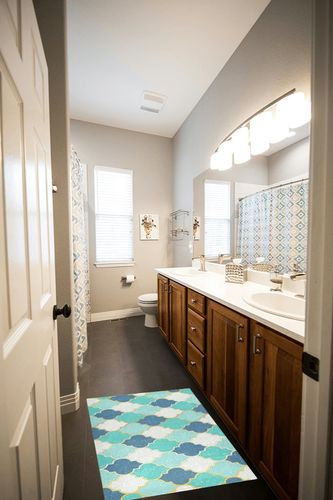 Fluffy Floor Carpet-Blue Rhombus Flower Bohemian，39x20in Front Door Mat Indoor Machine Washable Carpet,Aesthetic Rug in Wooden and Grey Bathroom