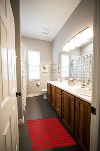 Chouhan Rugs Natural Jute Red Striped Rug Bohemian Rug Decor Rug Handwoven Rug Custom Rug Decorative Rug in Wooden and Grey Bathroom