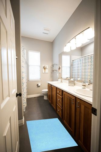 KLL Kitchen Floor Mat Non-Slip Absorbent Bathroom Runner Rug Soft Feet Fluffy Bedroom Laundry Room Farmhouse Area Rugs 39x20in Light Blue in Wooden and Grey Bathroom