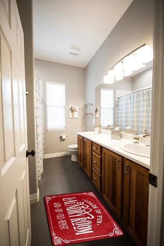 Laundry Room Runner Rug Farmhouse Decor Area Rugs Kitchen Floor Mats Washing Machine Room Carpet Red 39x20in in Wooden and Grey Bathroom