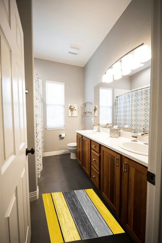 Yellow Wood Board Area Rug 2x3 ft, Yellow Rugs for Living Room, Room Decor Aesthetic Comft Carpet for Bedroom Decor, Rustic Yellow Grey Barn Wood Area Rugs for Cute Room Decor, Farmhouse Washable Rug in Wooden and Grey Bathroom