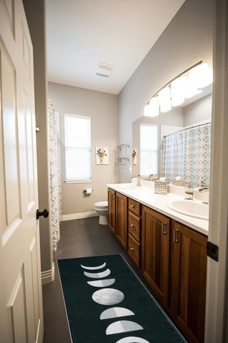 Lanffia Boho Hallway Runner Rug 2x5 Washable Moon Phase Rug Bohemian Soft Faux Wool Non-Slip Bedroom Runner Rug Lightweight Entry Runner Low Pile Witchy Rug for Kitchen Bathroom, Black/White in Wooden and Grey Bathroom