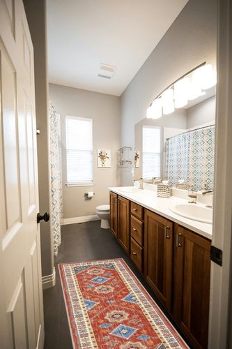 HEBE Boho Rug Sets 3 Piece with Runner Vintage Kitchen Runner Non Slip Bohemian Area Rug Floor Mat Washable Laundry Room Runner for Hallway Living Room Entryway in Wooden and Grey Bathroom