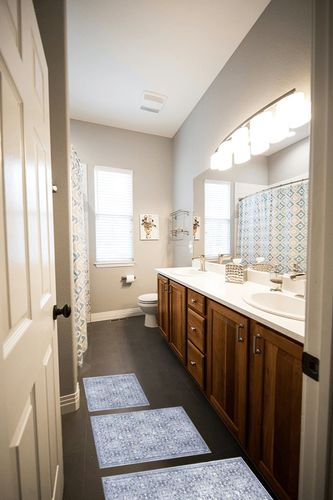 MELAJIA Kitchen Rugs Sets of 3 Washable Non Slip Kitchen Mats 3 Piece Set Dark Gray Boho Kitchen Runner Rugs Carpets for Laundry Room Hallway Sink Bathroom in Wooden and Grey Bathroom