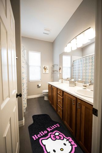 Plasticolor 001502R01 Sanrio Hello Kitty Collage Universal Fit Car Truck SUV Front Floor Mats Pair in Wooden and Grey Bathroom