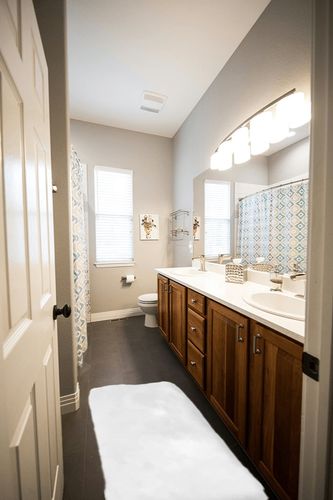 Sheepskin Fur Bathroom Rug 2x4 Feet in Wooden and Grey Bathroom