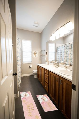 Kitchen Mat 2 Pieces, Merry Christmas Pink Santa Claus Pink Texture Kitchen Rugs and Mats Non Slip Runner Rug Washable Floor Mats for Kitchen Home 18" x 30" + 18" x 48" in Wooden and Grey Bathroom