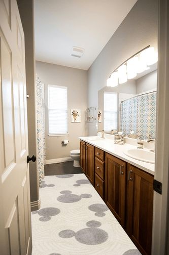 Gertmenian Mickey Mouse Runner Rug Textured Home Floor Mat Perfect Carpet for Home Entrance, Hallway, Kitchen, Bedroom Disney Home Decor 2.5' x 8', Gray White Ivory Ear Icon, 34368 in Wooden and Grey Bathroom