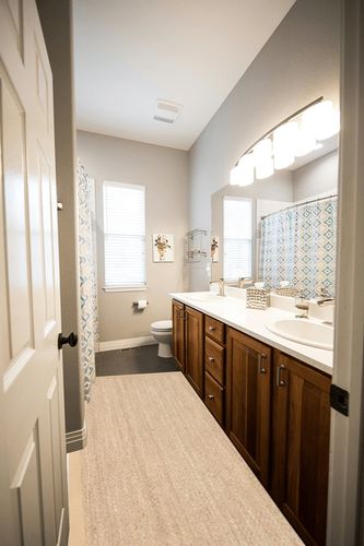 NuLOOM Elijah Farmhouse Seagrass Runner Rug, 2' 6" x 8', Beige in Wooden and Grey Bathroom