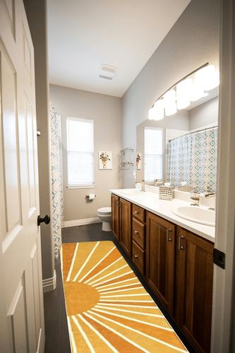 Lahome Boho Runners Rug for Hallway - 2x8 Non-Slip Washable Kitchen Runner Rug Low-Pile Soft Throw Entryway Rug Runner Rainbow Sun Print Abstract Carpet Runner for Laundry Room Bathroom Living Room in Wooden and Grey Bathroom