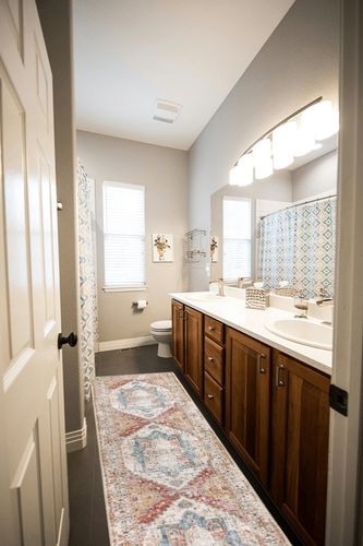 Lanffia Boho Rug Runner 2x8 Washable Vintage Distressed Hallway Runner Tribal Entry Throw Rug Non-Slip Low-Pile Indoor Accent Rug Runner for Front Entrance Kitchen Laundry,Yellow/Multi in Wooden and Grey Bathroom