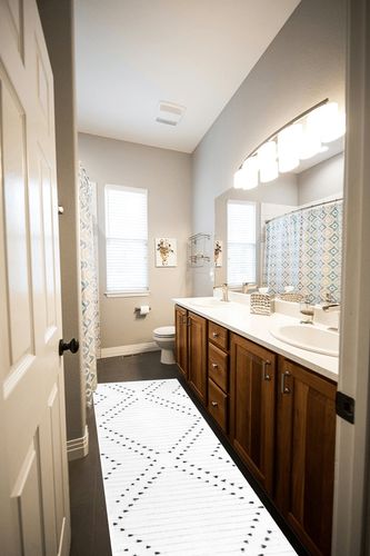 HAOCOO Area Rug 2x8 Runner Rug,Geometric White Rug Runners for Hallways,Woven Cotton Diamond Washable Rug Indoor Outdoor Rug Carpet for Kitchen Bathroom Laundry Room Home Decor in Wooden and Grey Bathroom