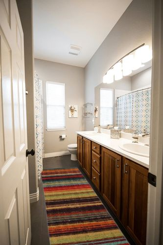 Mohawk Home Boho Stripe 2' x 8' Area Rug - Multicolor - Perfect for Living Room, Dining Room, Office in Wooden and Grey Bathroom