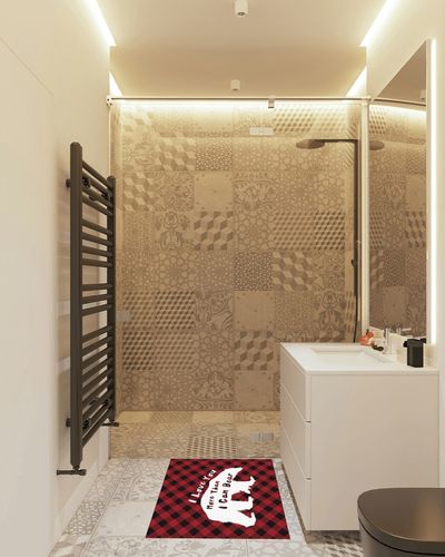 Savannan Rectangle Indoor Area Rugs, Christmas Valentine's Day I Love You More Than I Can Bear Red Black Plaid Non-Slip Accent Rug for Living Room Bedroom Office Kids Room Nursery, 2'x3' in White Tiled Bathroom